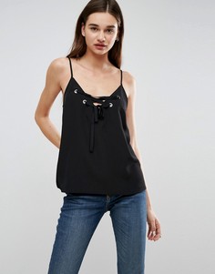 Свободный топ на бретелях с люверсами ASOS - Черный