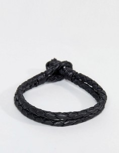 Плетеный кожаный браслет черного цвета Jack & Jones - Черный