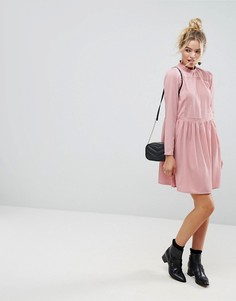 Свободное платье с кружевной вставкой ASOS - Кремовый