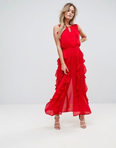 Платье макси с оборкой Moon River - Красный