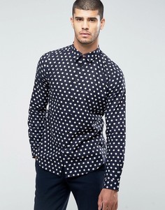 Темно-синяя рубашка узкого кроя со звездами PS by Paul Smith - Темно-синий