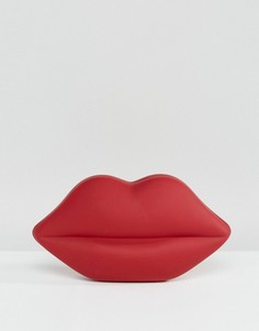 Красный матовый клатч в форме губ Lulu Guinness - Красный