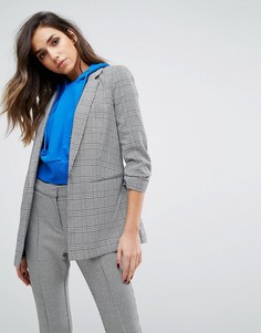 Блейзер в клетку со сборками на рукавах Miss Selfridge - Черный