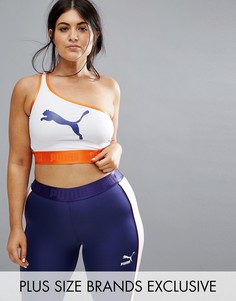 Спортивный бюстгальтер на одно плечо Puma эксклюзивно для ASOS Plus - Темно-синий