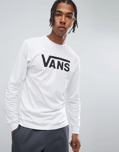 Белый лонгслив с логотипом Vans Classic VK6HYB2 - Белый