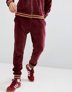 Бордовые велюровые джоггеры скинни ASOS - Красный