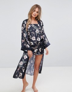 Пижама-кимоно с цветочным принтом New Look - Синий