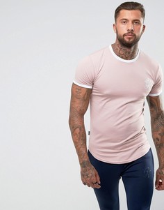 Розовая обтягивающая футболка с контрастной отделкой Gym King - Розовый