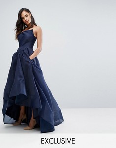 Платье макси с отделкой в стиле оригами Bariano - Темно-синий