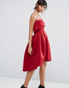 Приталенное платье-бандо миди True Violet - Красный