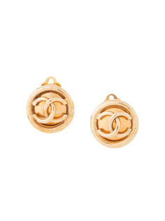 CHANEL Logos Button Earrings Chanel Vintage
