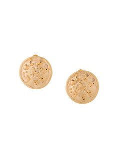CHANEL Logos Button Earrings Chanel Vintage