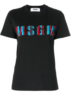футболка с логотипом из пайеток  MSGM