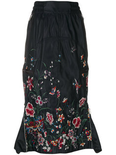 юбка со шнурком и цветочной вышивкой  Sacai