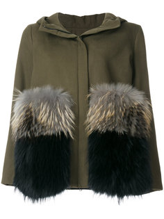 пальто с заплатками из меха енота Thistle Ava Adore
