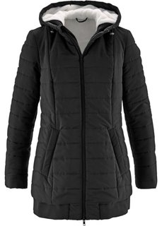 Легкая стеганая куртка с плюшевой подкладкой (черный) Bonprix