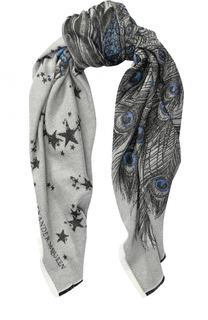 Шерстяной шарф с принтом и логотипом бренда Alexander McQueen