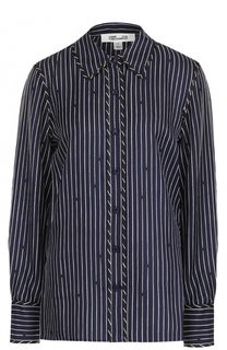 Шелковая блуза прямого кроя в полоску Diane Von Furstenberg