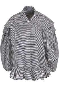 Хлопковая блуза в полоску с объемными рукавами PREEN by Thornton Bregazzi