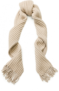 Кашемировый шарф фактурной вязки с бахромой Tegin