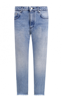 Укороченные джинсы прямого кроя с потертостями MSGM