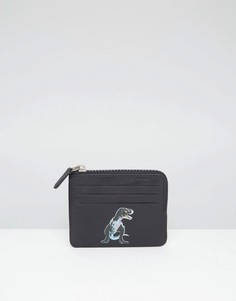 Кожаный кошелек на молнии с принтом динозавра ASOS - Черный