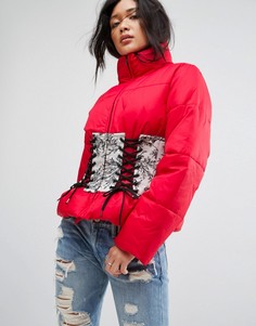 Дутая куртка с принтом корсета ASOS - Красный