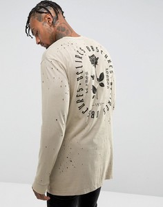 Длинный лонгслив с принтом на спине ASOS - Серый