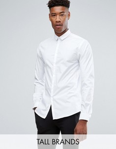 Приталенная рубашка с остроконечным воротником Noak TALL - Белый