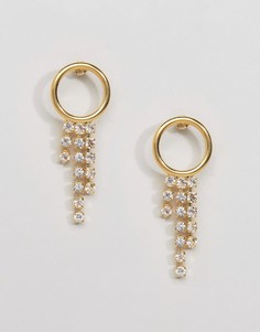 Броские позолоченные серьги-кольца с подвесками Gogo Philip - Золотой