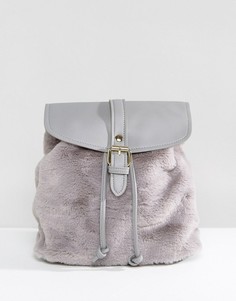Серый рюкзак с искусственным мехом Glamorous - Серый