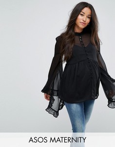 Шифоновая блузка с рукавами кимоно ASOS Maternity - Черный