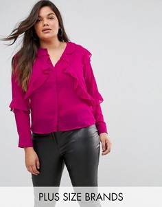 Полупрозрачная блузка с рюшами Fashion Union Plus - Розовый