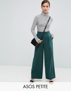 Широкие брюки со складками ASOS PETITE - Зеленый
