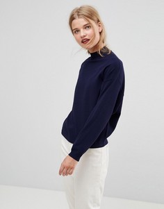 Джемпер с высоким воротником и рукавами летучая мышь ASOS - Темно-синий