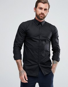 Черная узкая эластичная рубашка из поплина HUGO by Hugo Boss Elisha - Черный