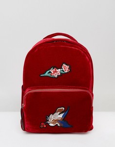 Бархатный рюкзак с вышивкой 7X - Красный