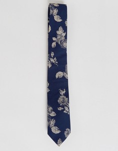 Галстук с цветочным принтом Noose & Monkey - Темно-синий