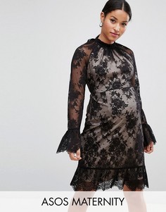 Кружевное платье мини с открытой спиной ASOS Maternity - Черный