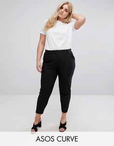 Укороченные креповые брюки-сигареты ASOS CURVE - Черный