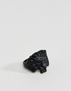 Матовое кольцо с головой льва ASOS - Черный