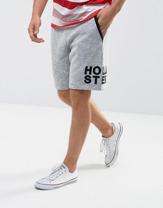 Серые трикотажные шорты с логотипом на штанине Hollister - Серый