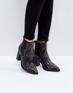 Кожаные ботинки с заклепками Steve Madden Himmel - Черный