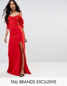 Платье макси в стиле 80-х с открытыми плечами TFNC Tall - Красный