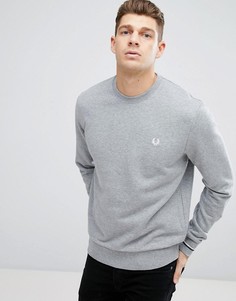 Серый свитшот с круглым вырезом и кантом на манжетах Fred Perry - Серый