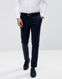 Облегающие строгие брюки из хлопкового сатина Moss London - Темно-синий