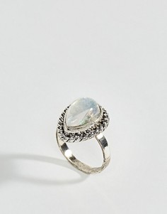Кольцо с камнем в форме капли ASOS Mermaid - Серебряный