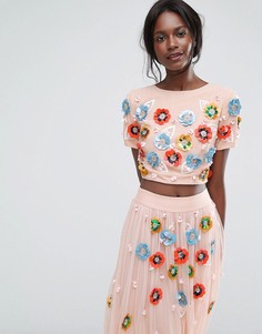 Укороченный топ с 3D-отделкой Lace & Beads - Мульти