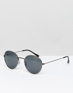 Круглые солнцезащитные очки в металлической оправе ASOS - Серый