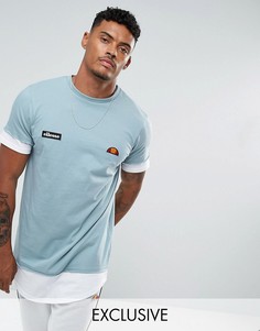 Синяя двухслойная футболка с логотипом у нижнего края Ellesse - Синий